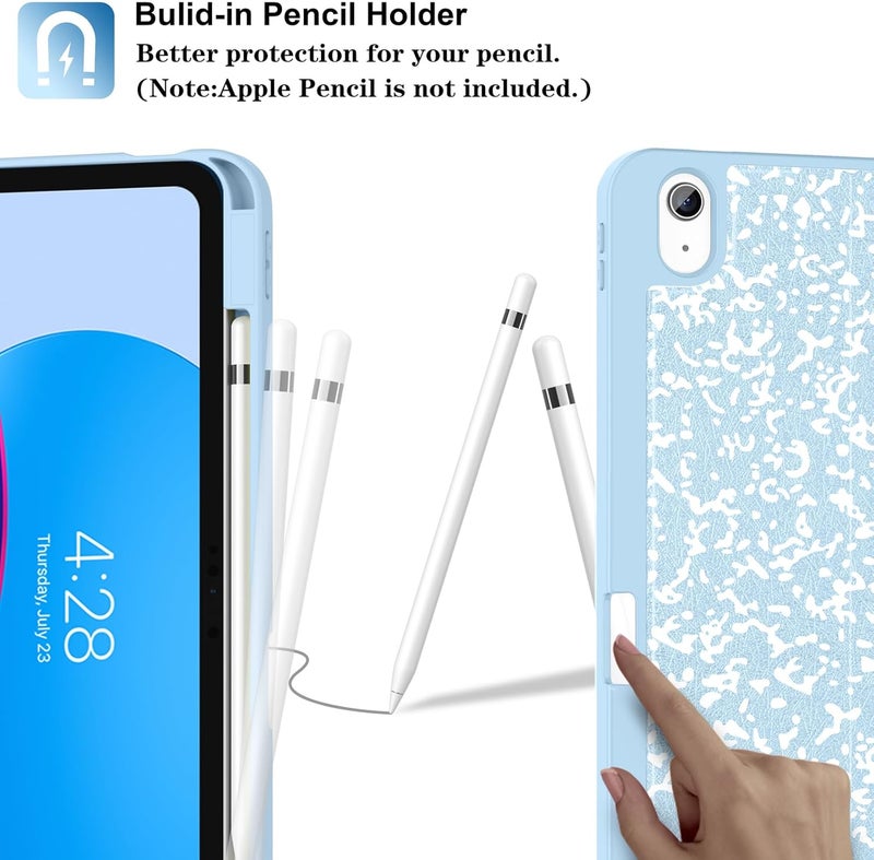 Supveco Case for iPad (A16) 11th Generation 11 inch (2025),iPad 10th Generation 10.9 inch (2022) with Pencil Holder-[Auto Wake/Sleep],Premium Folio Stand Case with Soft TPU Back Cover-Ice Blue - Image 3
